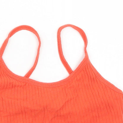 Womens UK Size 4 Topshop Orange Cropped Tank