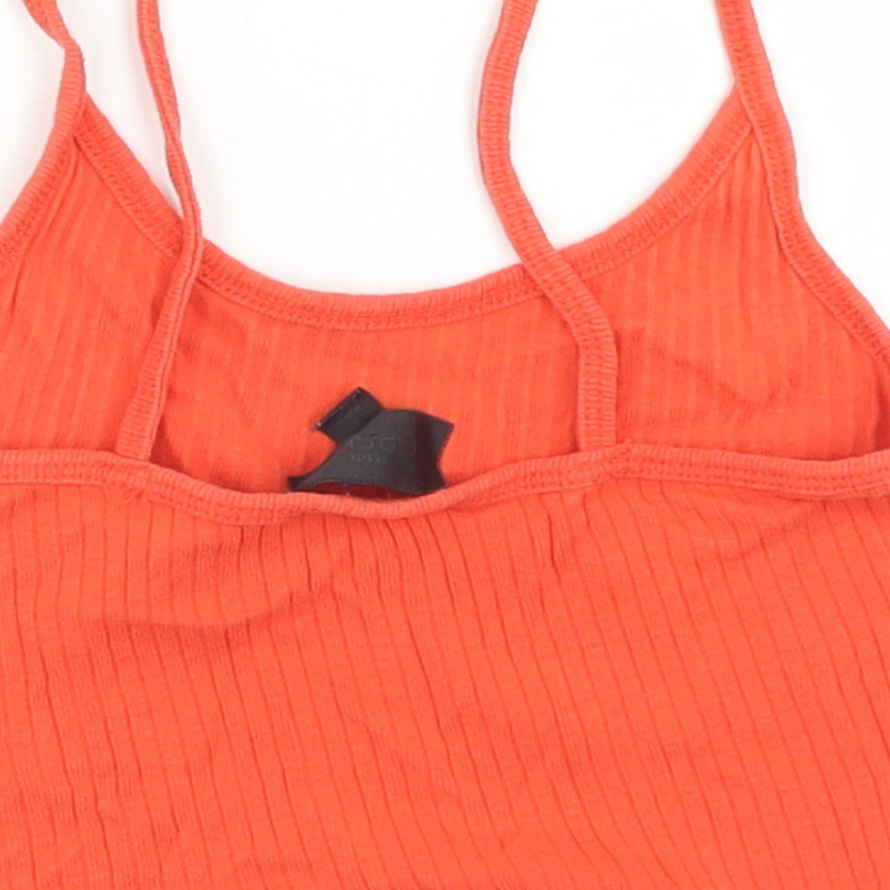 Womens UK Size 4 Topshop Orange Cropped Tank