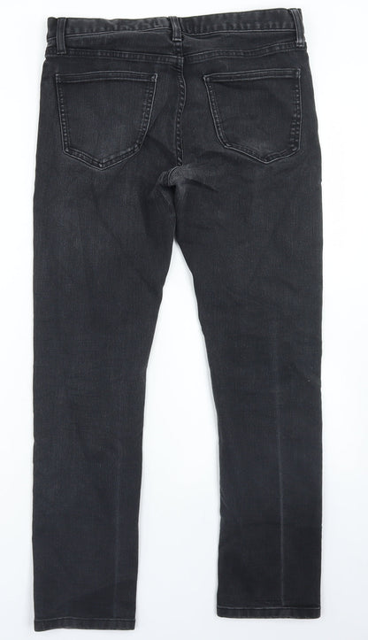 Uniqlo Womens Black  Cotton Straight Jeans Size 33 L26 in Regular Button