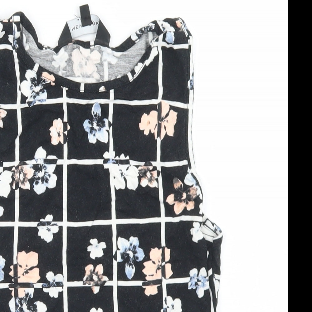 Womens UK Size 6 New Look Black Cropped Tank