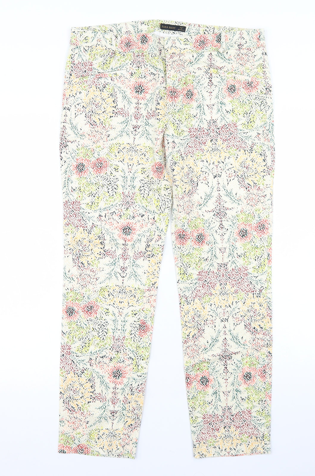 Womens UK Size 34 in Zara Regular Fit Dress Pants Multicoloured Trousers