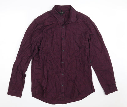 River Island Mens Purple  Cotton  Button-Up Size L Collared Button