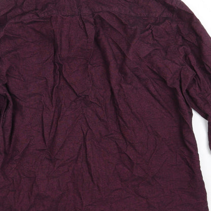 River Island Mens Purple  Cotton  Button-Up Size L Collared Button