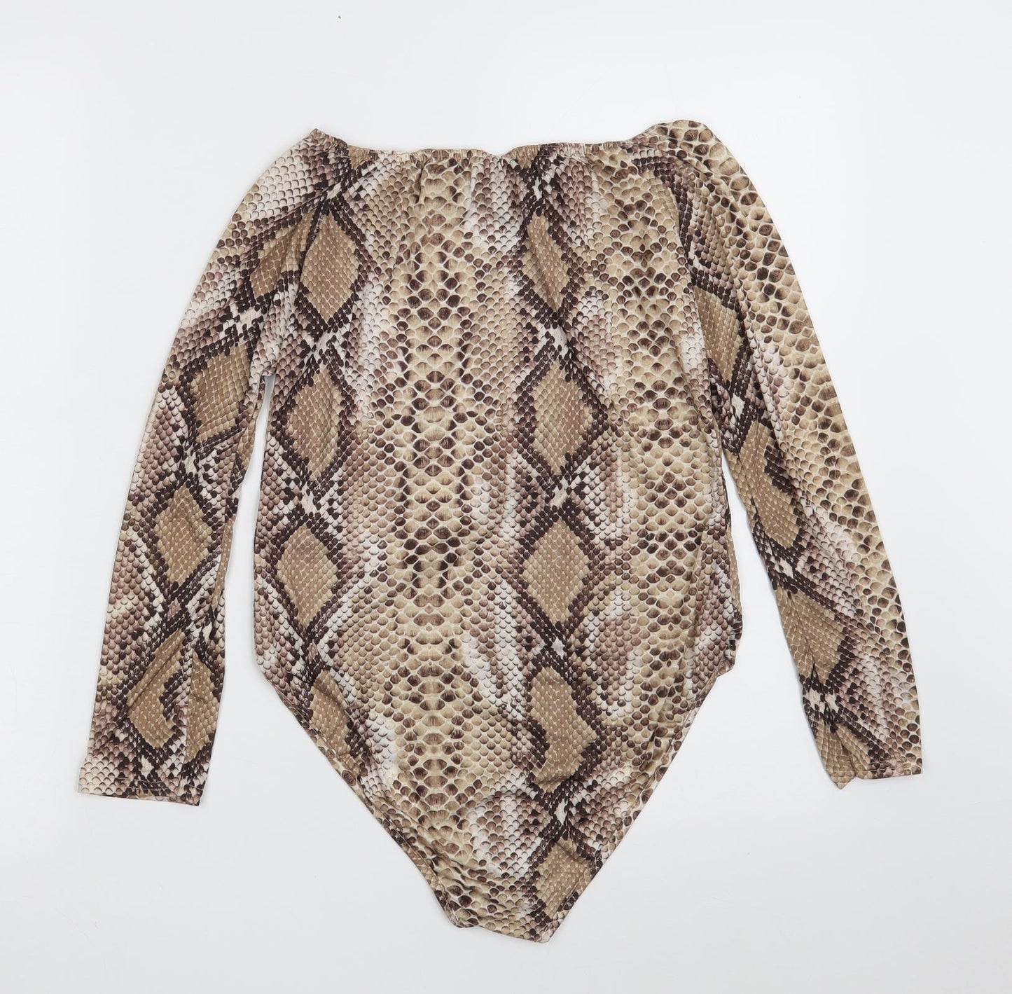 I SAW IT FIRST Womens Brown Animal Print Polyester Bodysuit One-Piece Size 10