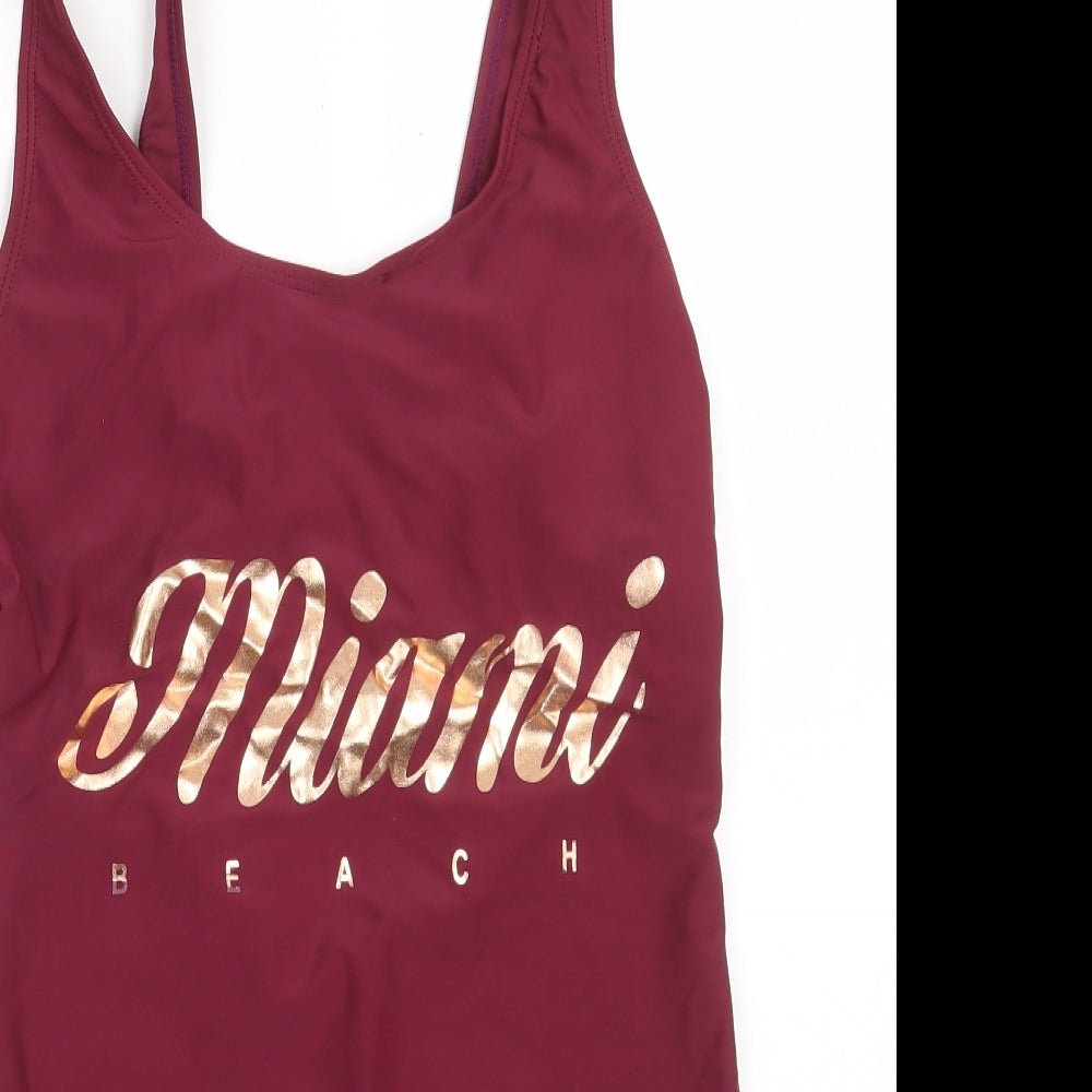 Primark Womens Red  Polyamide Bodysuit One-Piece Size 12   - Miami Beach