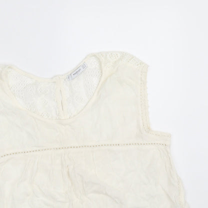 Womens UK Size M Mango Ivory Basic Blouse