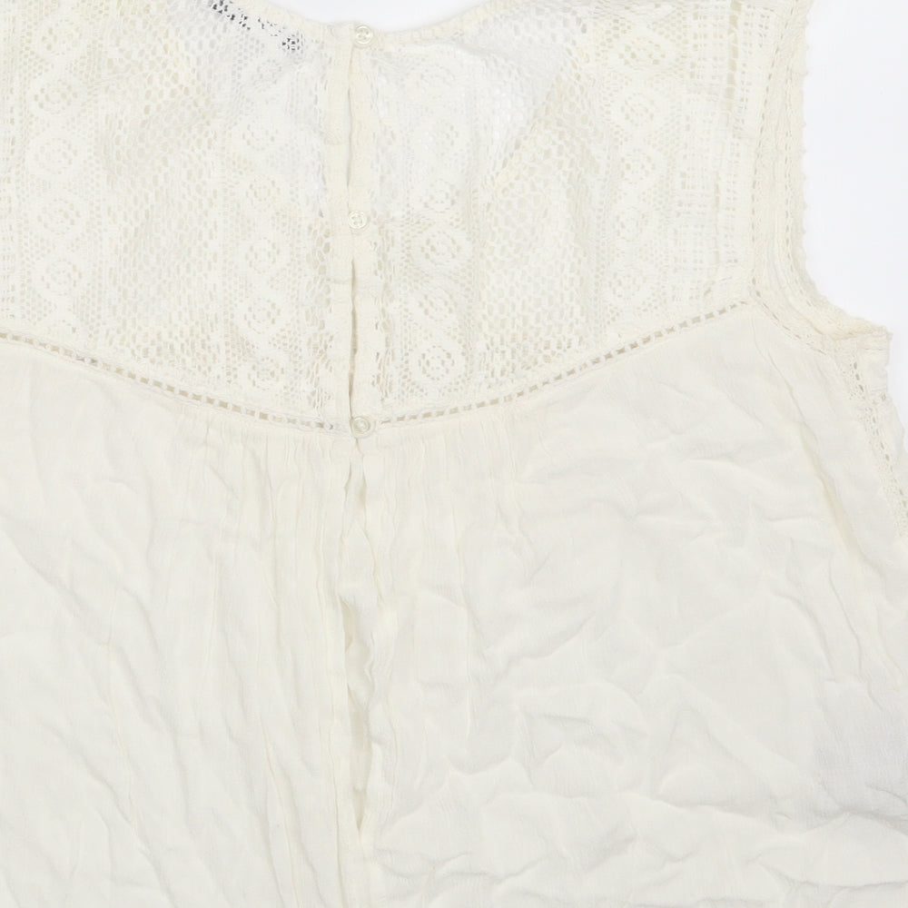 Womens UK Size M Mango Ivory Basic Blouse