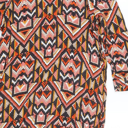 H&M Womens Multicoloured Geometric Viscose A-Line  Size 10  Scoop Neck Button
