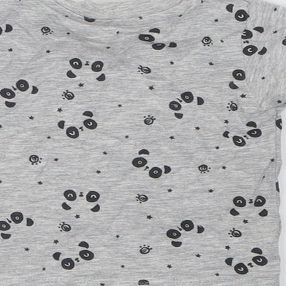 Brand and care label for Matalan boys’ grey geometric cotton basic t-shirt, size 0-3, months crew neck pullover