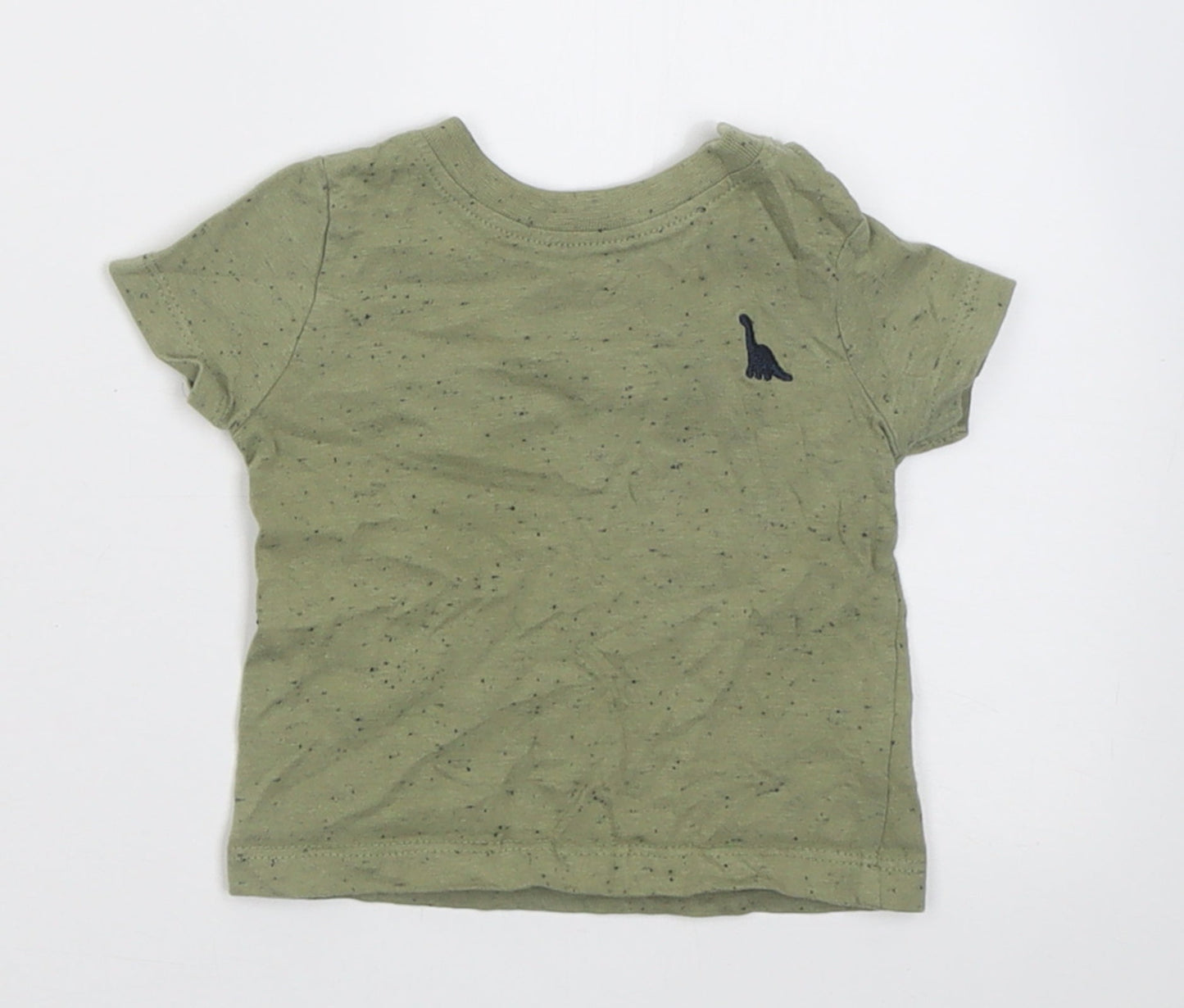 Peacocks Boys Green  Cotton Basic T-Shirt Size 0-3 Months Crew Neck Button