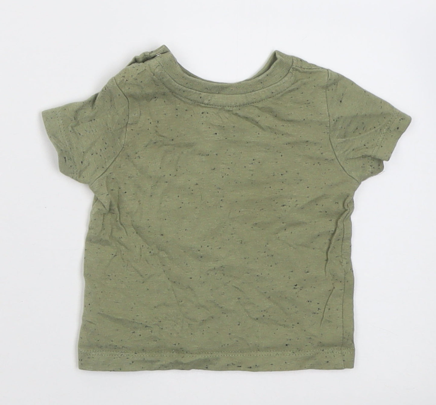 Peacocks Boys Green  Cotton Basic T-Shirt Size 0-3 Months Crew Neck Button
