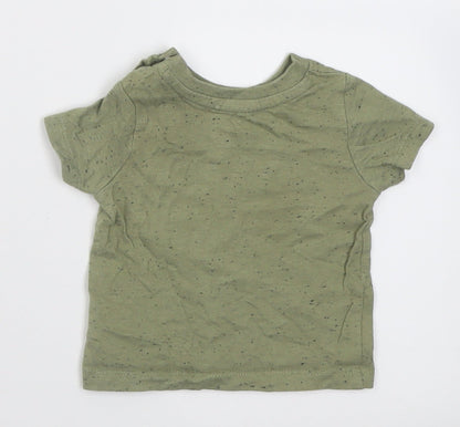 Peacocks Boys Green  Cotton Basic T-Shirt Size 0-3 Months Crew Neck Button
