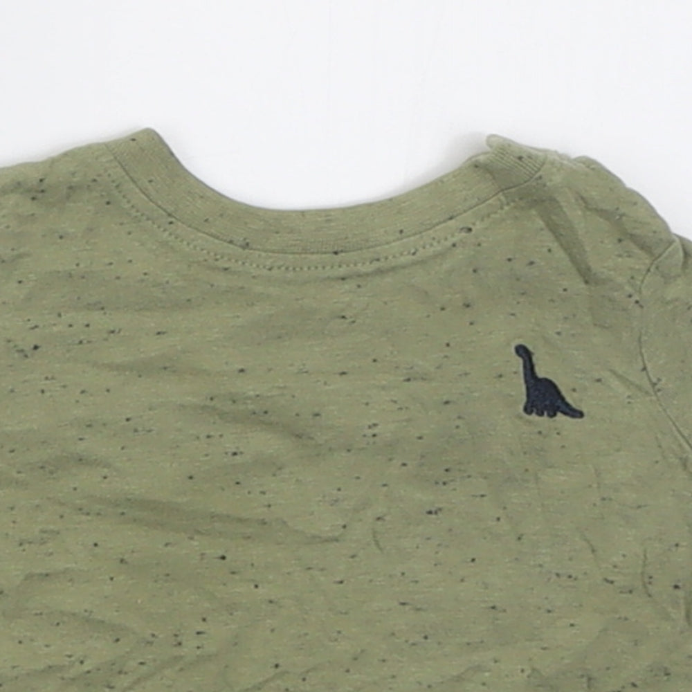 Peacocks Boys Green  Cotton Basic T-Shirt Size 0-3 Months Crew Neck Button