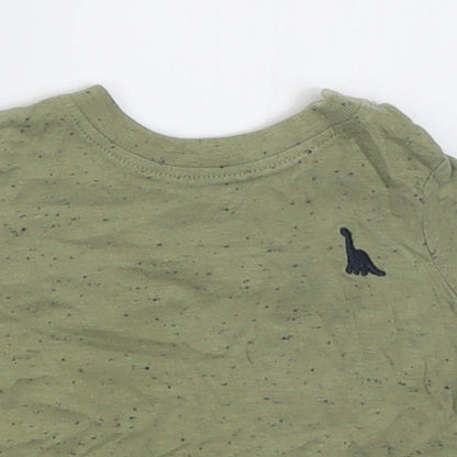 Peacocks Boys Green  Cotton Basic T-Shirt Size 0-3 Months Crew Neck Button