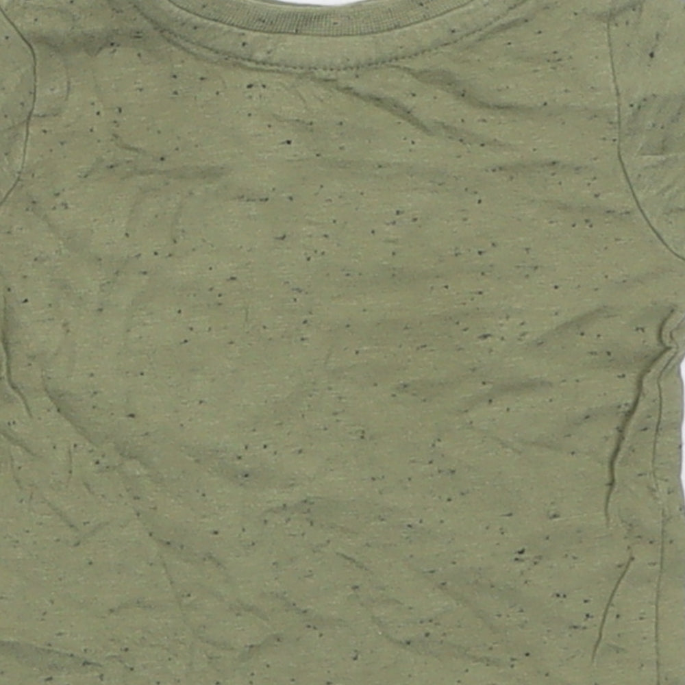 Peacocks Boys Green  Cotton Basic T-Shirt Size 0-3 Months Crew Neck Button