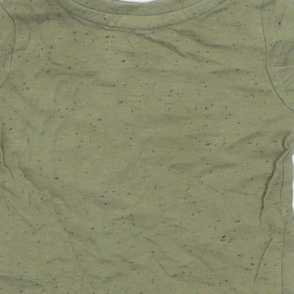 Peacocks Boys Green  Cotton Basic T-Shirt Size 0-3 Months Crew Neck Button