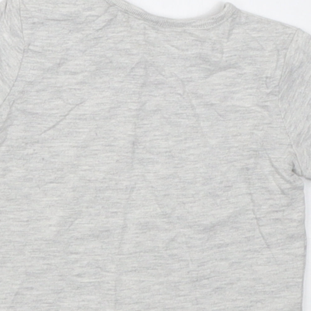 TU Boys Grey  Cotton Basic T-Shirt Size 0-3 Months Crew Neck Button - roarly funny and happy