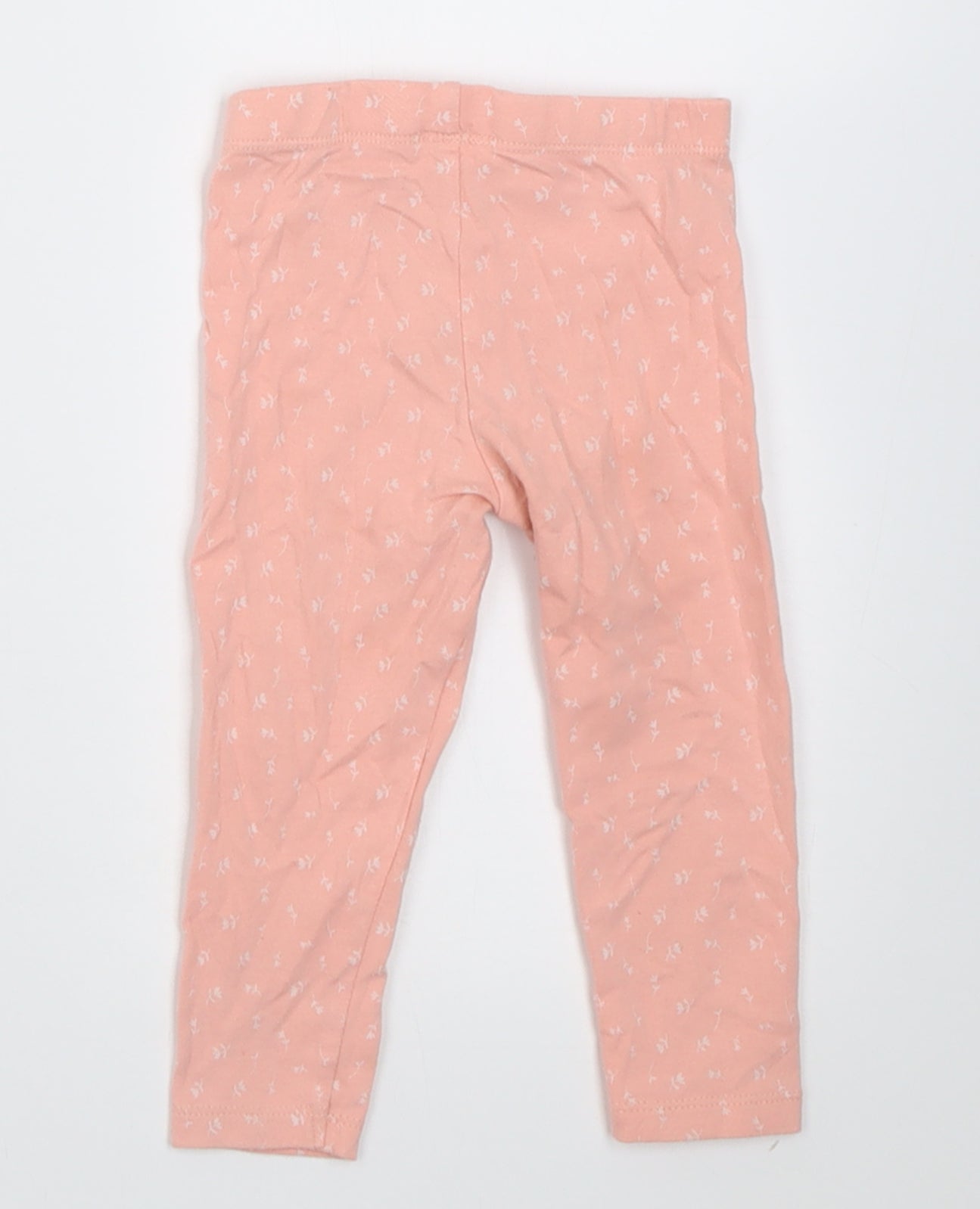 F&F Girls Pink Floral Cotton Capri Trousers Size 9-12 Months  Pullover
