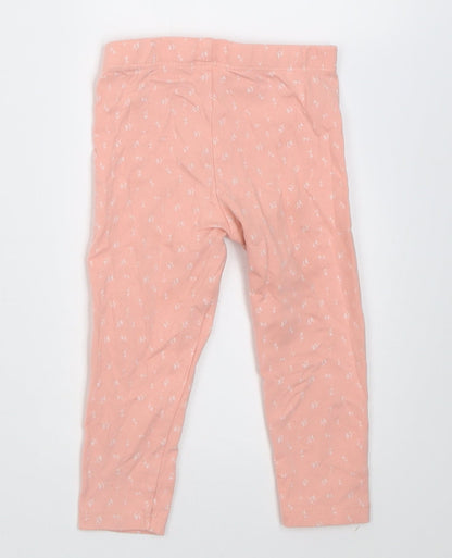F&F Girls Pink Floral Cotton Capri Trousers Size 9-12 Months  Pullover