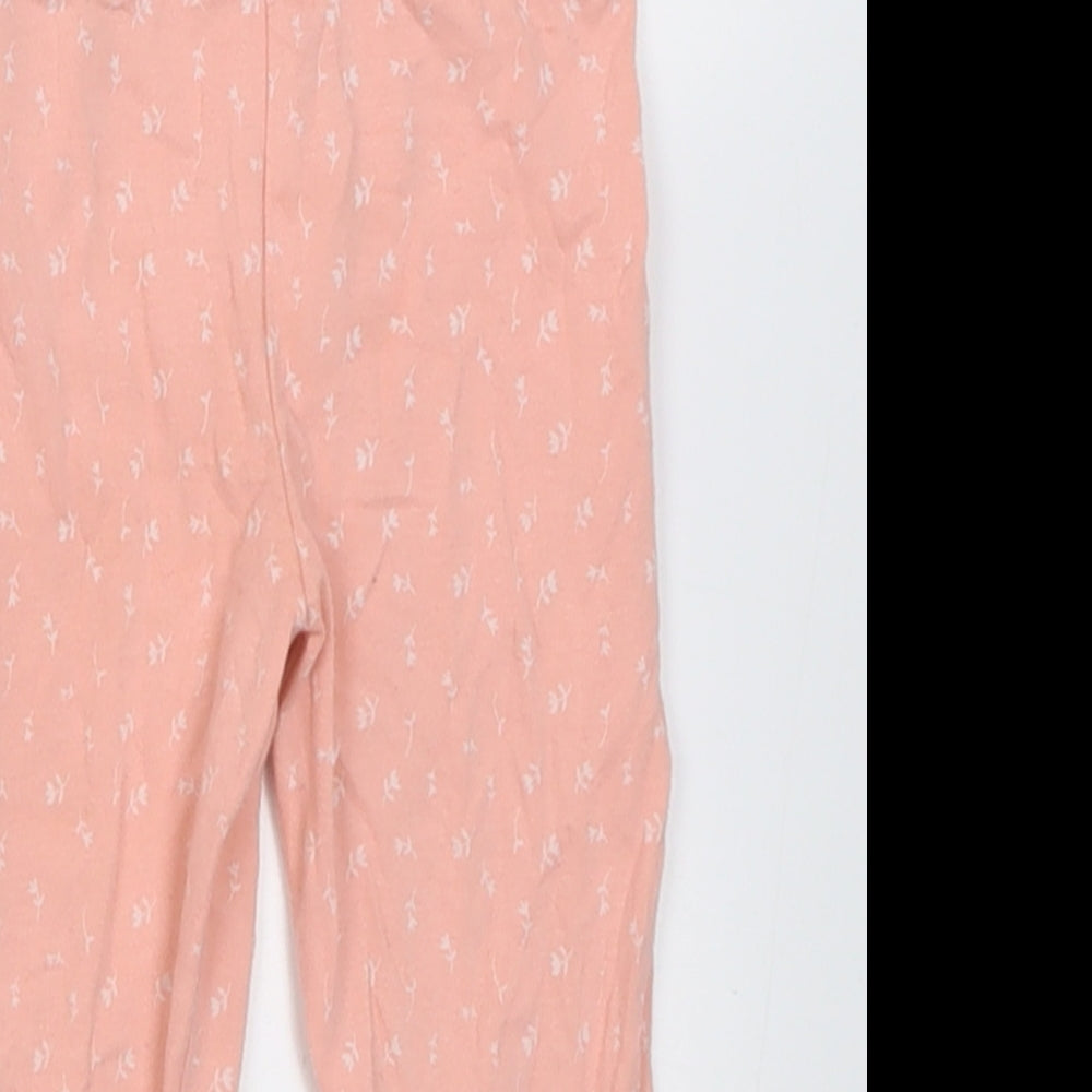 F&F Girls Pink Floral Cotton Capri Trousers Size 9-12 Months  Pullover