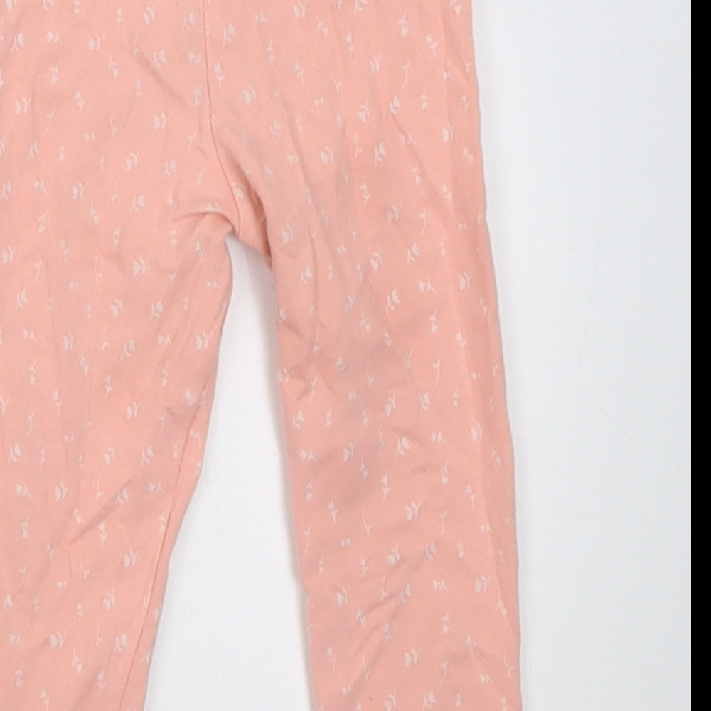 F&F Girls Pink Floral Cotton Capri Trousers Size 9-12 Months  Pullover