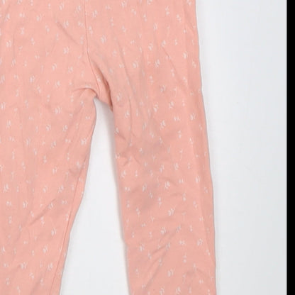 F&F Girls Pink Floral Cotton Capri Trousers Size 9-12 Months  Pullover