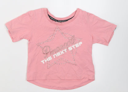 Pineapple Girls Pink  Cotton Cropped T-Shirt Size 5-6 Years Crew Neck Pullover