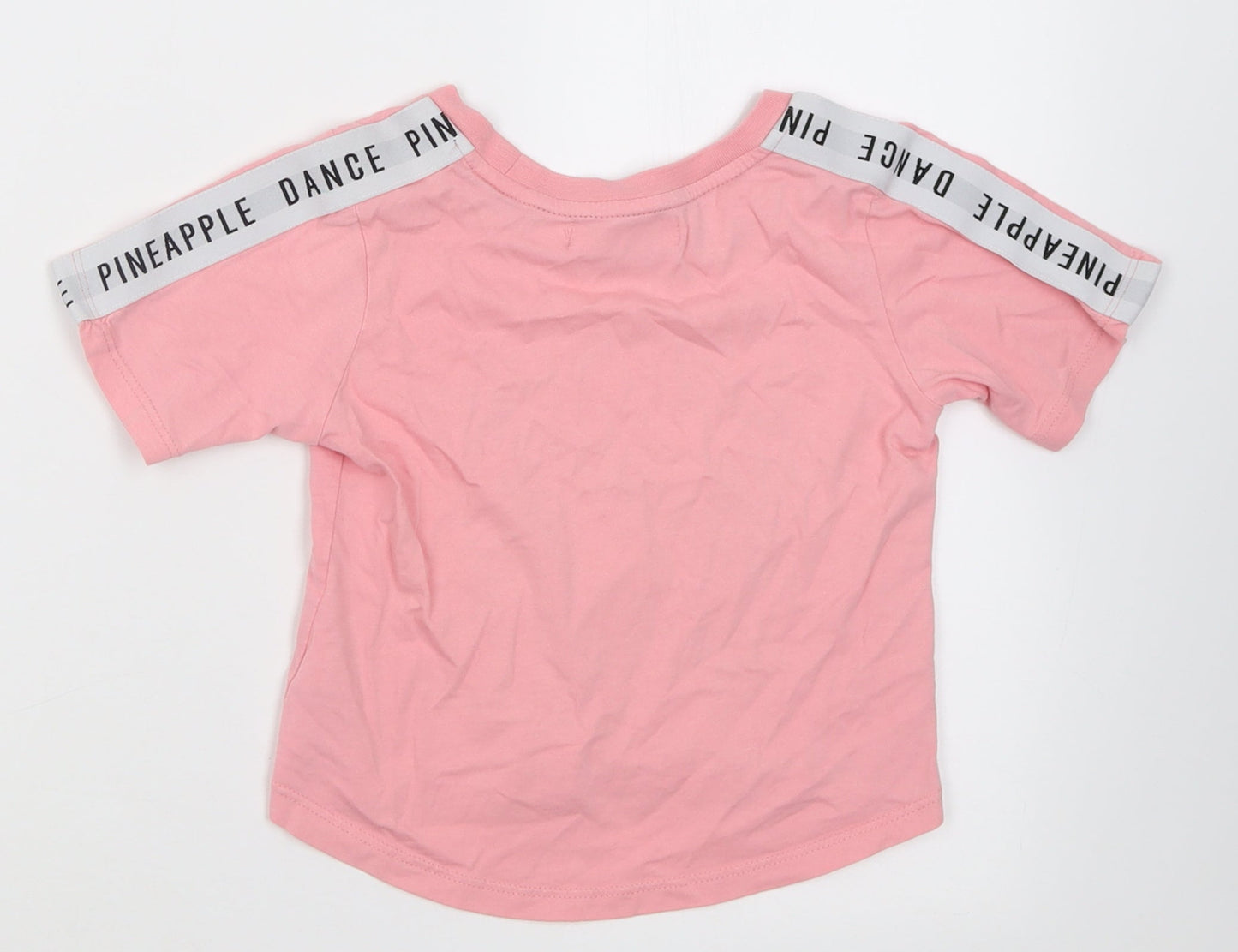 Pineapple Girls Pink  Cotton Cropped T-Shirt Size 5-6 Years Crew Neck Pullover