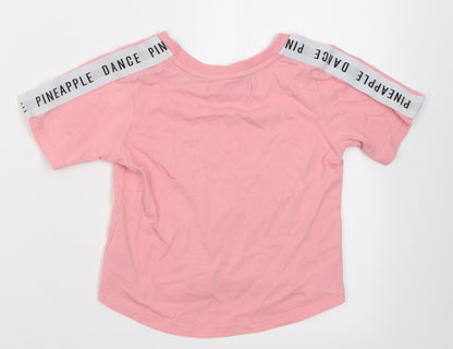 Pineapple Girls Pink  Cotton Cropped T-Shirt Size 5-6 Years Crew Neck Pullover
