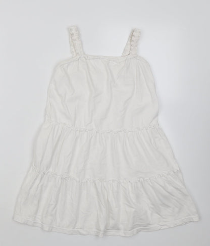Marks and Spencer Girls White  Cotton A-Line  Size 5-6 Years  Square Neck Pullover