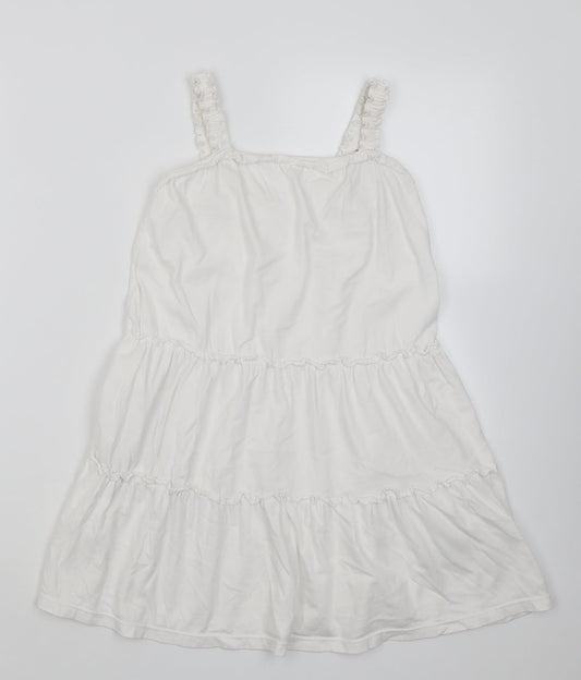 Marks and Spencer Girls White  Cotton A-Line  Size 5-6 Years  Square Neck Pullover