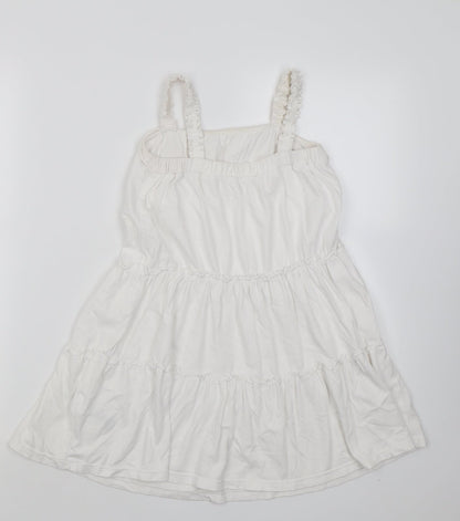 Marks and Spencer Girls White  Cotton A-Line  Size 5-6 Years  Square Neck Pullover