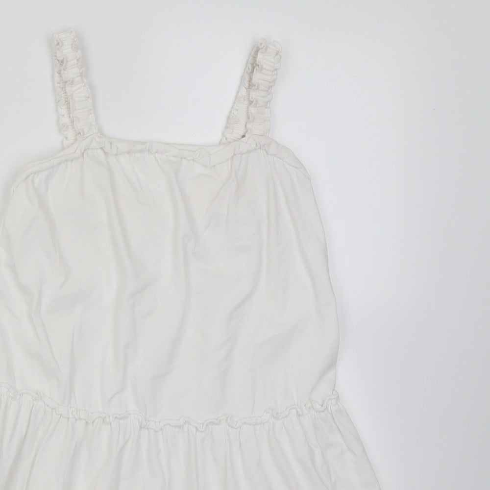 Marks and Spencer Girls White  Cotton A-Line  Size 5-6 Years  Square Neck Pullover