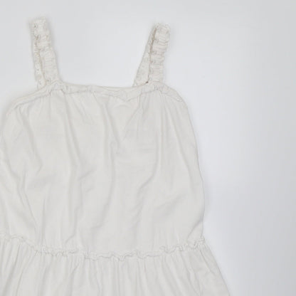 Marks and Spencer Girls White  Cotton A-Line  Size 5-6 Years  Square Neck Pullover