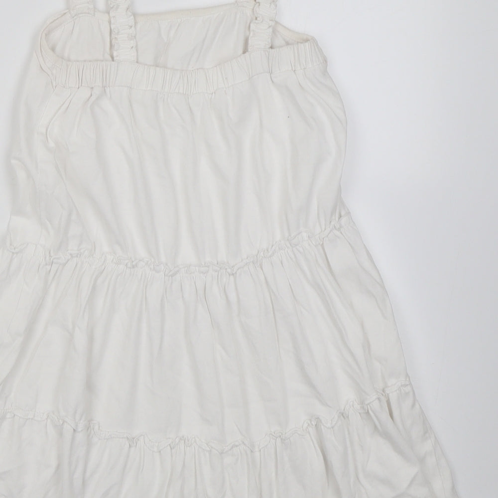 Marks and Spencer Girls White  Cotton A-Line  Size 5-6 Years  Square Neck Pullover