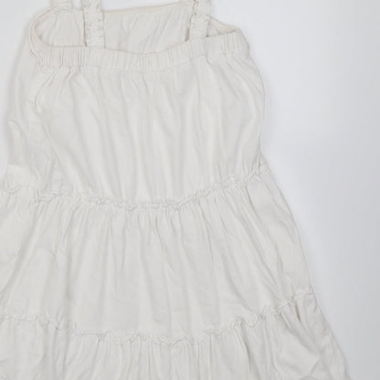 Marks and Spencer Girls White  Cotton A-Line  Size 5-6 Years  Square Neck Pullover