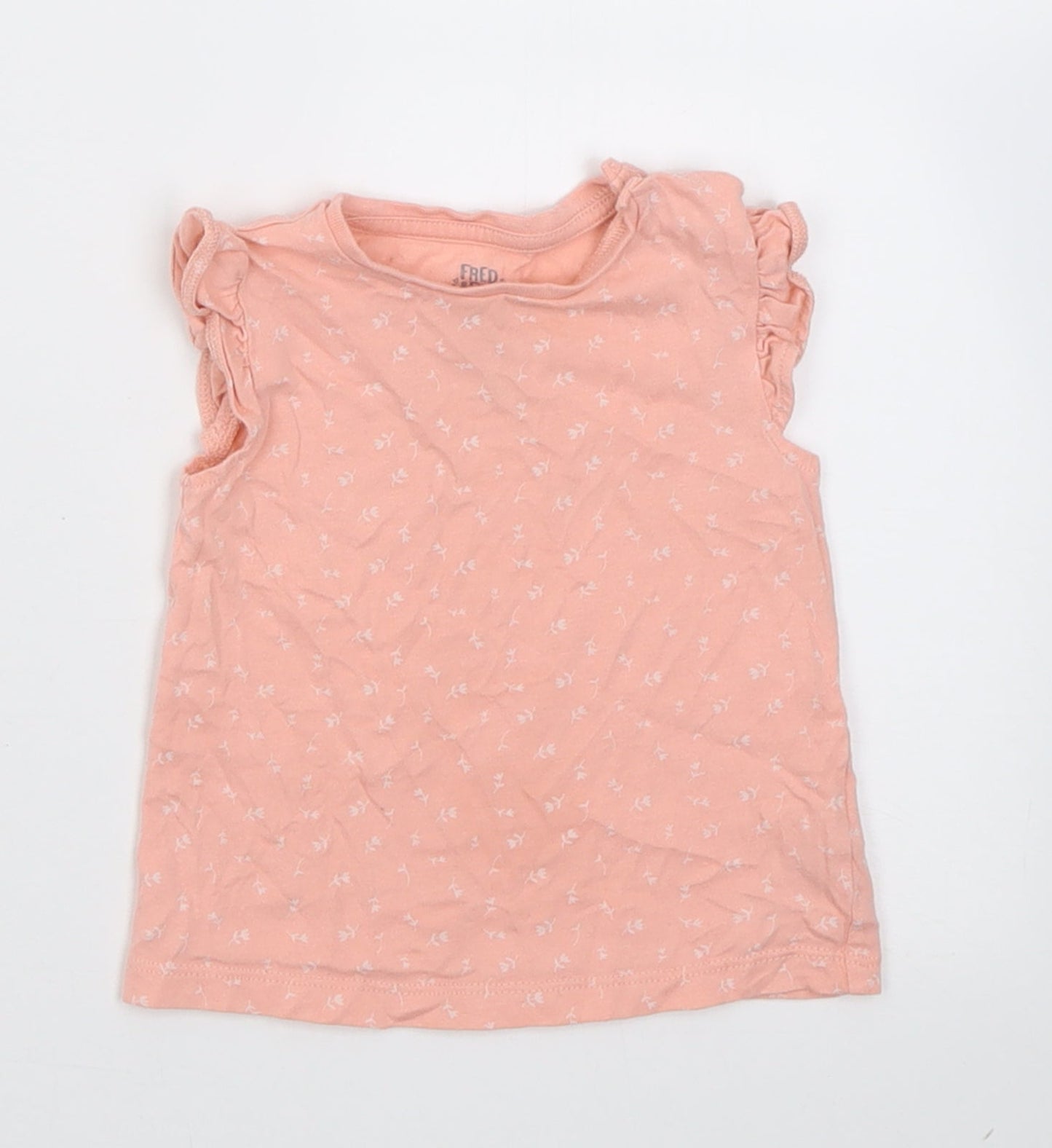 d&D Girls Pink Floral Cotton Basic T-Shirt Size 3-6 Months Crew Neck Pullover