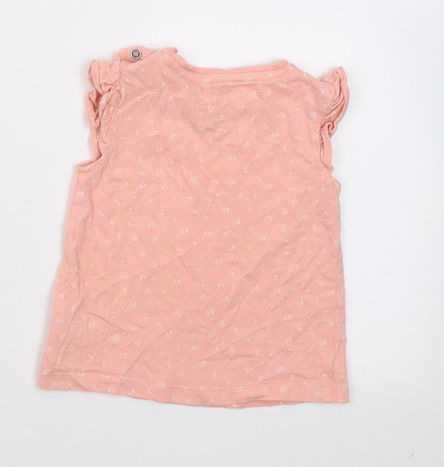 d&D Girls Pink Floral Cotton Basic T-Shirt Size 3-6 Months Crew Neck Pullover