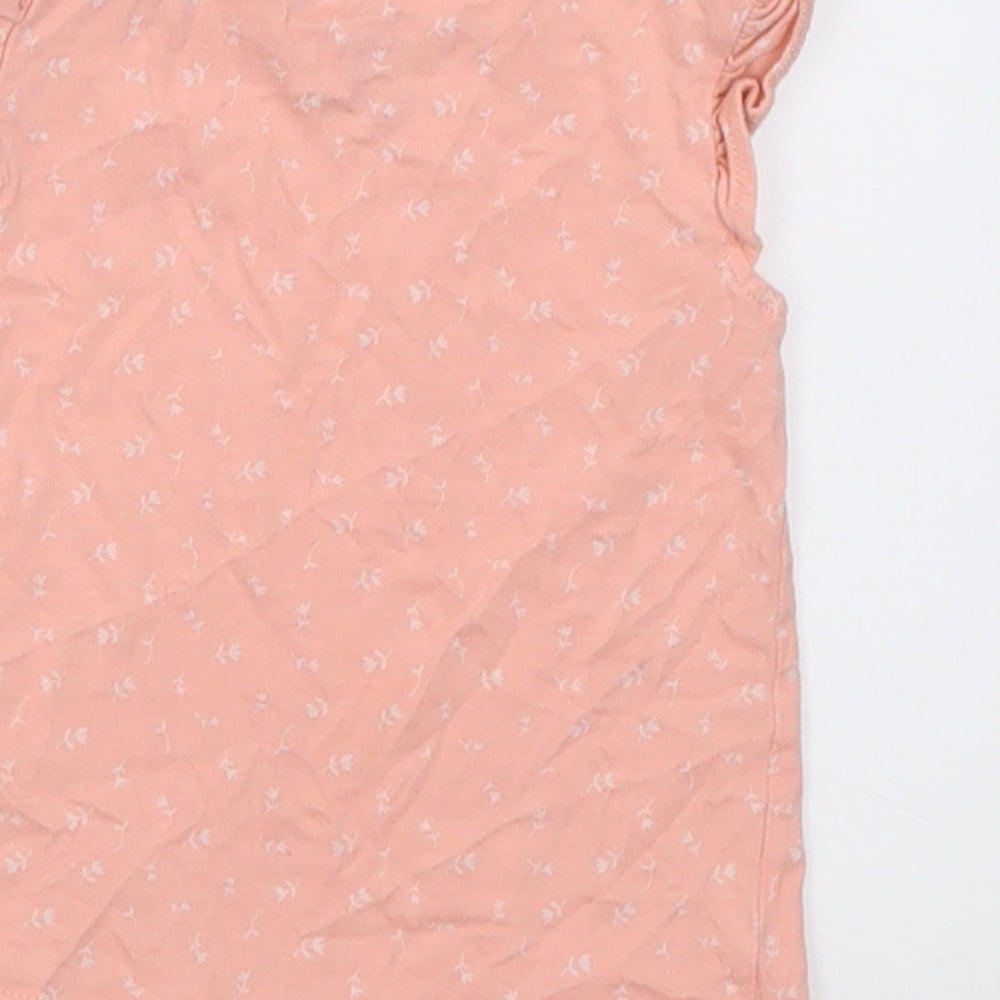 d&D Girls Pink Floral Cotton Basic T-Shirt Size 3-6 Months Crew Neck Pullover
