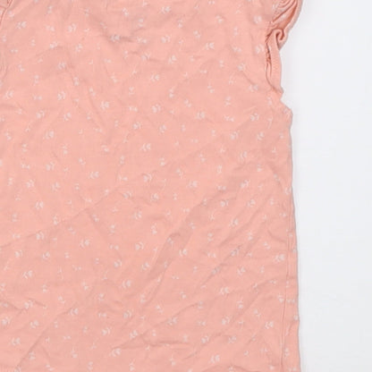 d&D Girls Pink Floral Cotton Basic T-Shirt Size 3-6 Months Crew Neck Pullover