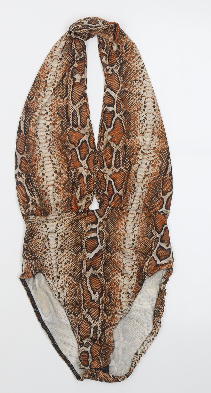 Edge Street Womens Orange Animal Print Polyester Bodysuit One-Piece Size 10  Tie - Open back