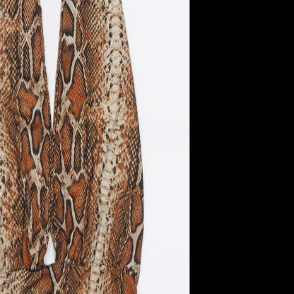 Edge Street Womens Orange Animal Print Polyester Bodysuit One-Piece Size 10  Tie - Open back