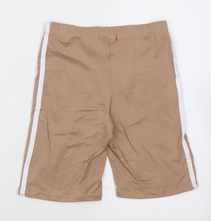 Brave Soul Womens Beige Striped Polyester Biker Shorts Size XS L7 in Regular Pull On