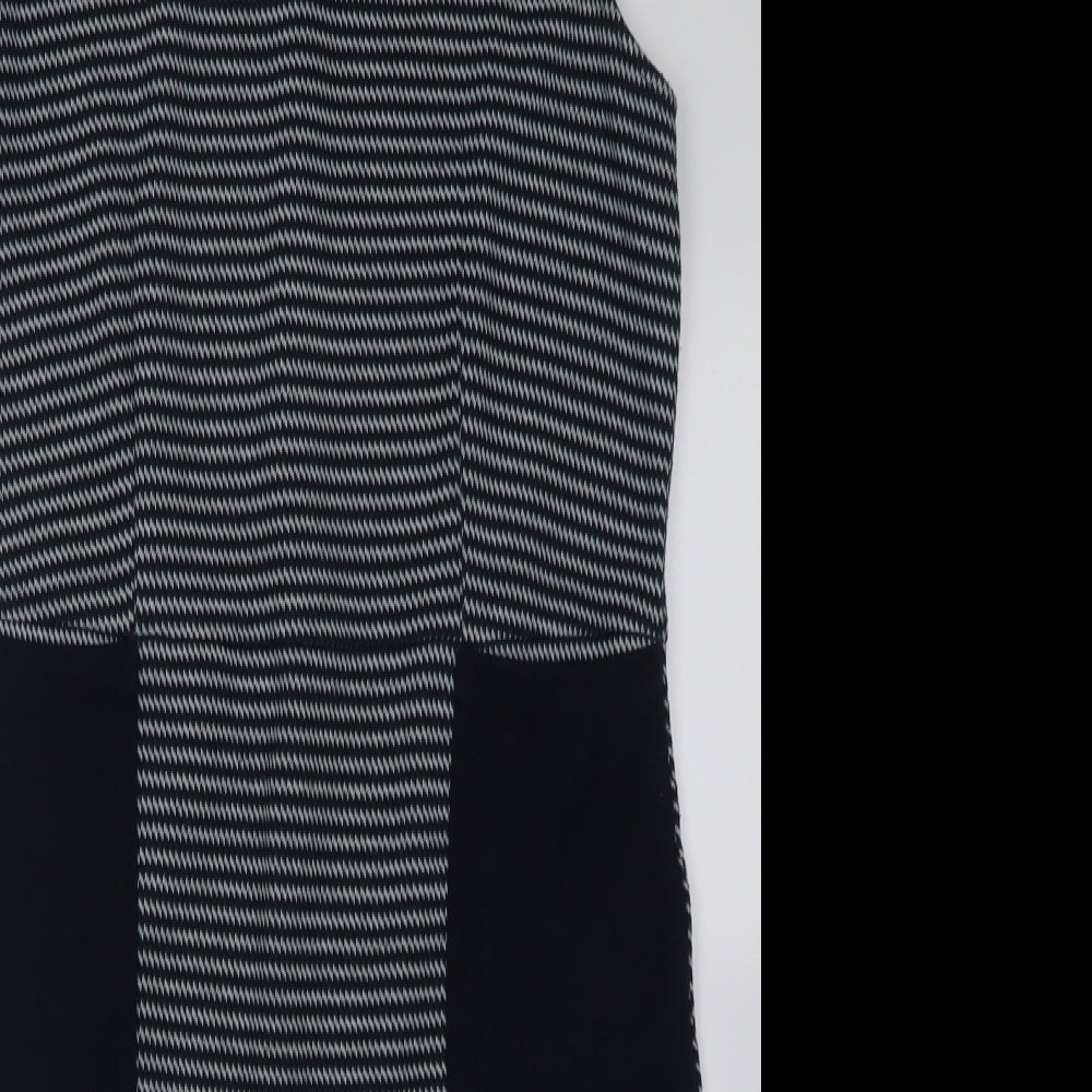 TU Womens Blue Geometric Polyester A-Line  Size 12  Crew Neck Zip