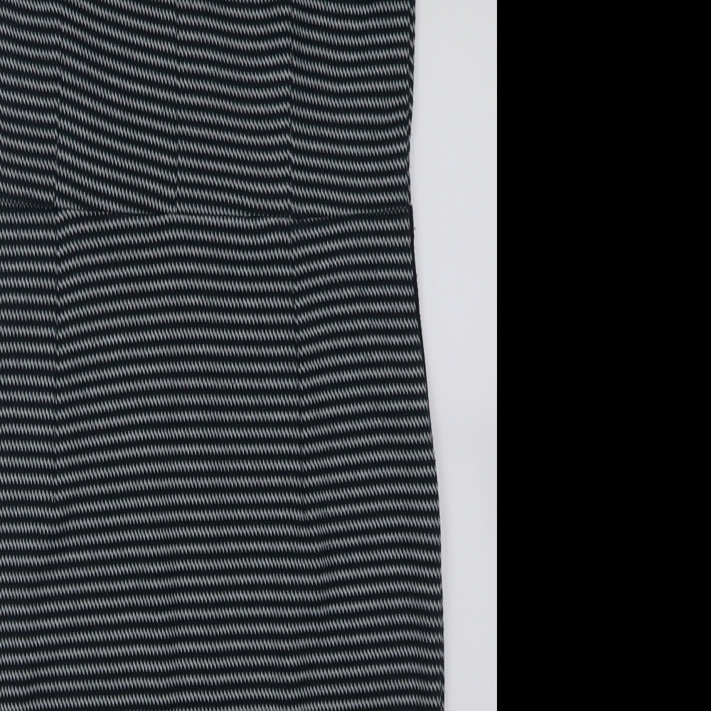 TU Womens Blue Geometric Polyester A-Line  Size 12  Crew Neck Zip