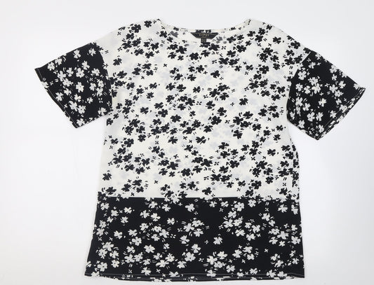 Lipsy Womens White Geometric Polyester Basic Blouse Size 10 Boat Neck