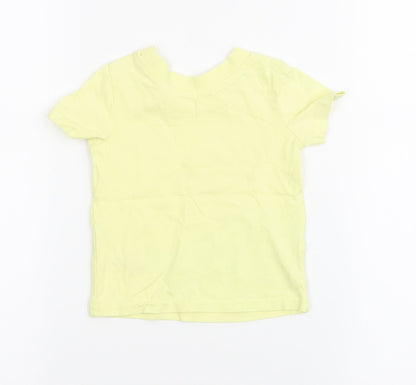 George Boys Yellow  100% Cotton Jersey T-Shirt Size 3-6 Months Round Neck Pullover - Crocodile