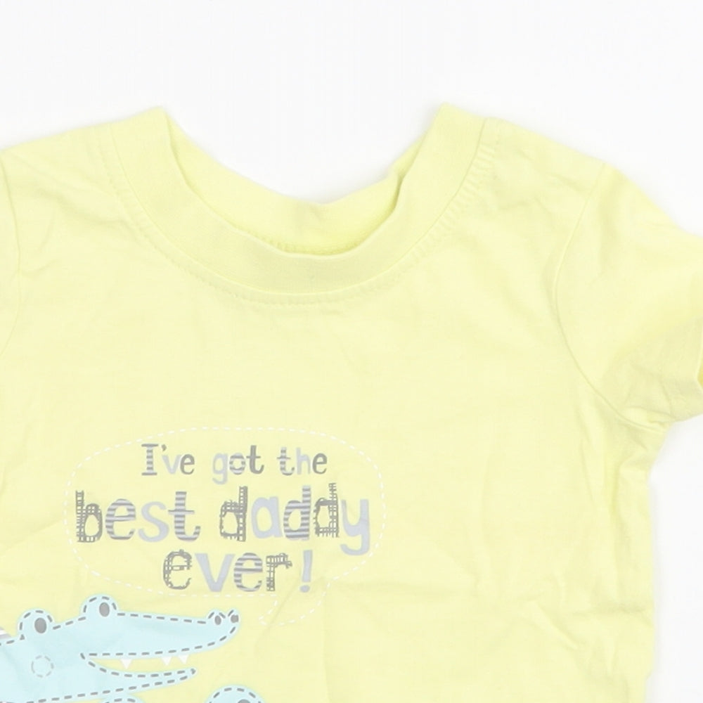 George Boys Yellow  100% Cotton Jersey T-Shirt Size 3-6 Months Round Neck Pullover - Crocodile
