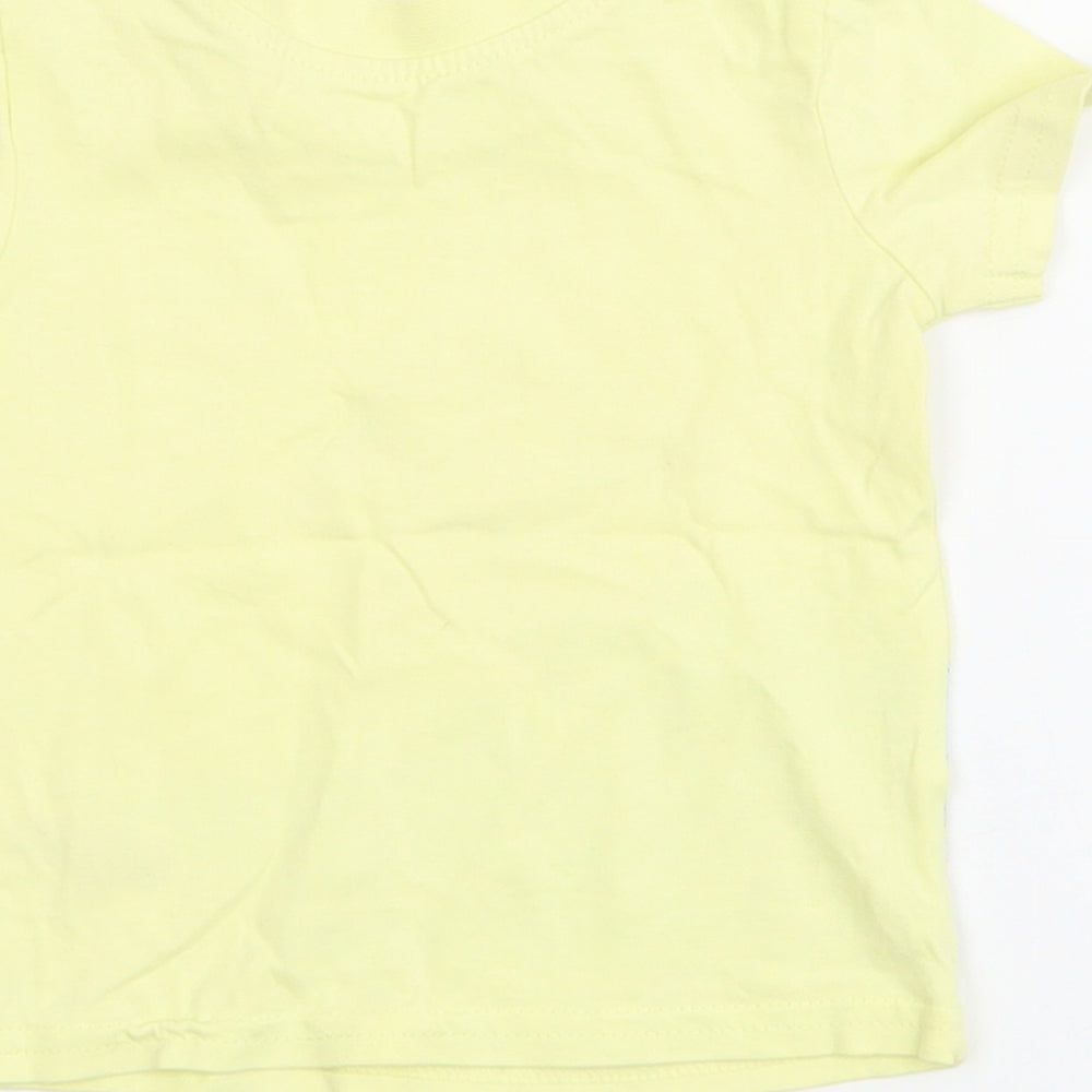 George Boys Yellow  100% Cotton Jersey T-Shirt Size 3-6 Months Round Neck Pullover - Crocodile