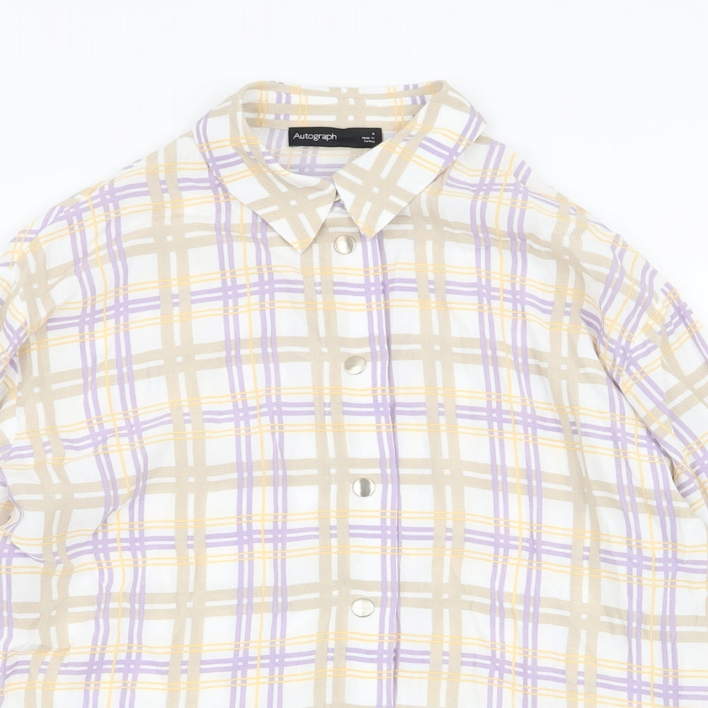 Autograph Womens Multicoloured Plaid Viscose Basic Blouse Size 8 Collared
